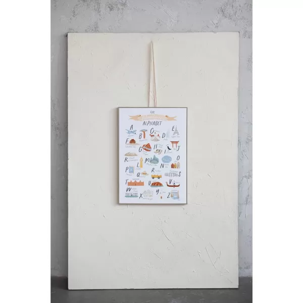 Creative CoOp 275 Inches Canvas Framed Dcor with Alphabet and Corresponding Images Multicolor Wall Decor Multi
