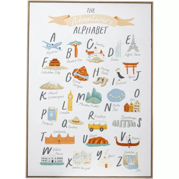 Creative CoOp 275 Inches Canvas Framed Dcor with Alphabet and Corresponding Images Multicolor Wall Decor Multi