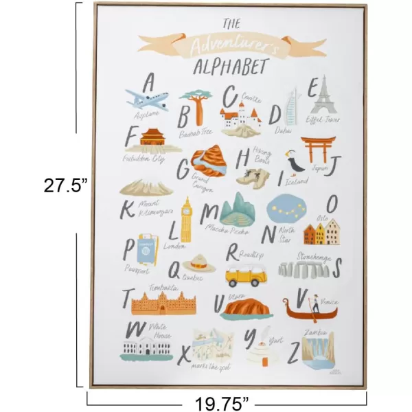 Creative CoOp 275 Inches Canvas Framed Dcor with Alphabet and Corresponding Images Multicolor Wall Decor Multi