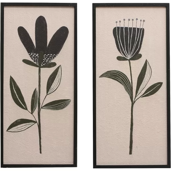 Creative CoOp 30 Inches Wood Framed Textured Flower Prints Multicolor Wall Dcor