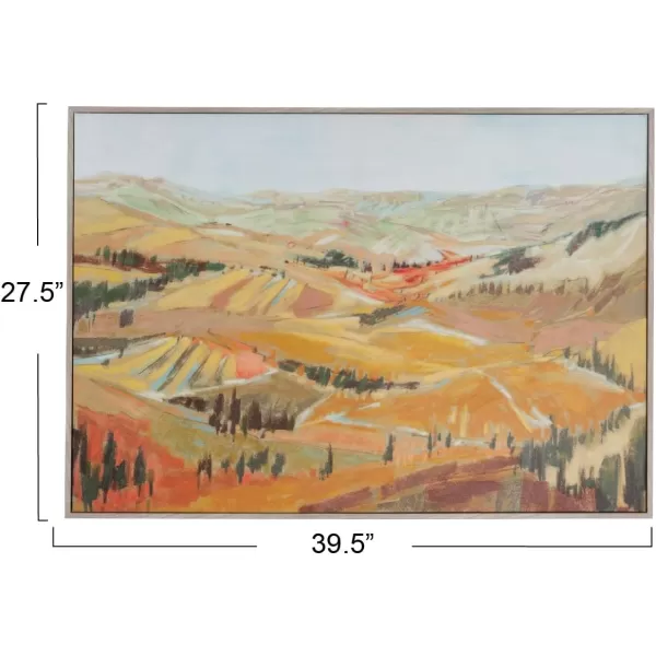 Creative CoOp 3925 Inches Canvas Framed Dcor with Landscape Multicolor Wall Decor Multi