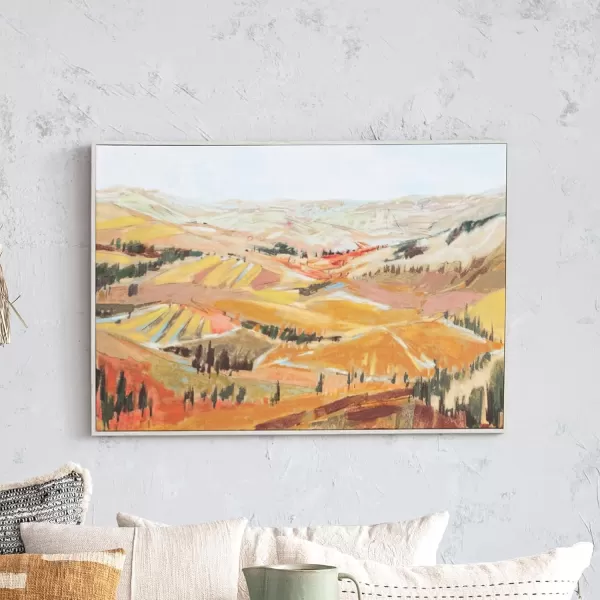 Creative CoOp 3925 Inches Canvas Framed Dcor with Landscape Multicolor Wall Decor Multi