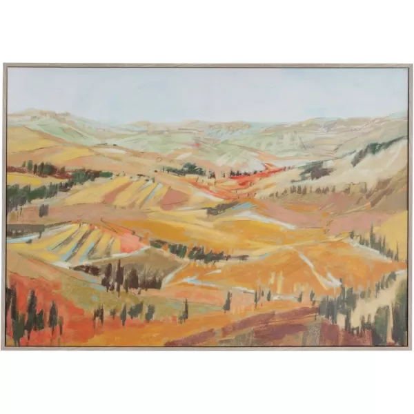 Creative CoOp 3925 Inches Canvas Framed Dcor with Landscape Multicolor Wall Decor Multi