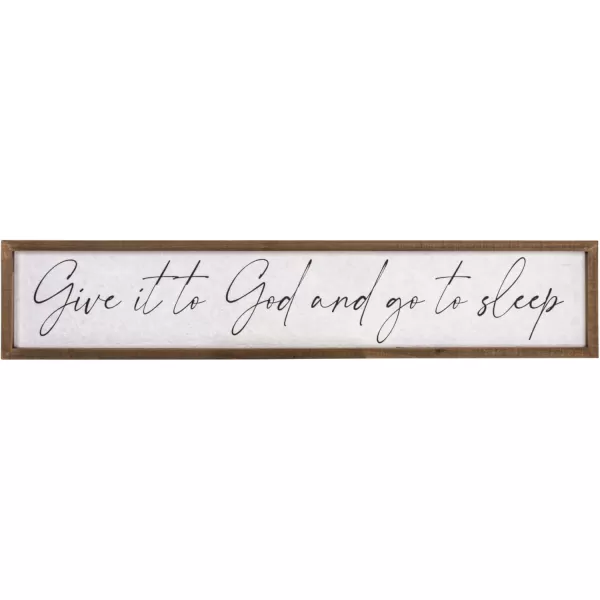 Creative CoOp 50 Inches Wood Framed Textured Dcor Give It to God Text Design Multicolor Wall Art Natural
