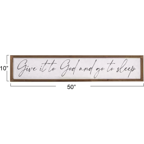 Creative CoOp 50 Inches Wood Framed Textured Dcor Give It to God Text Design Multicolor Wall Art Natural