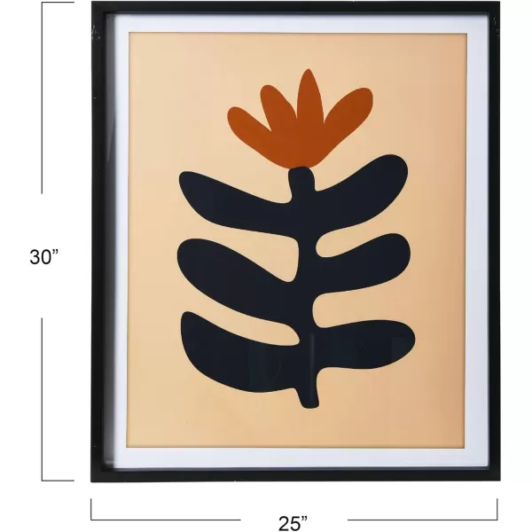 Creative CoOp Abstract Floral Print with Wood Frame and Glass Cover