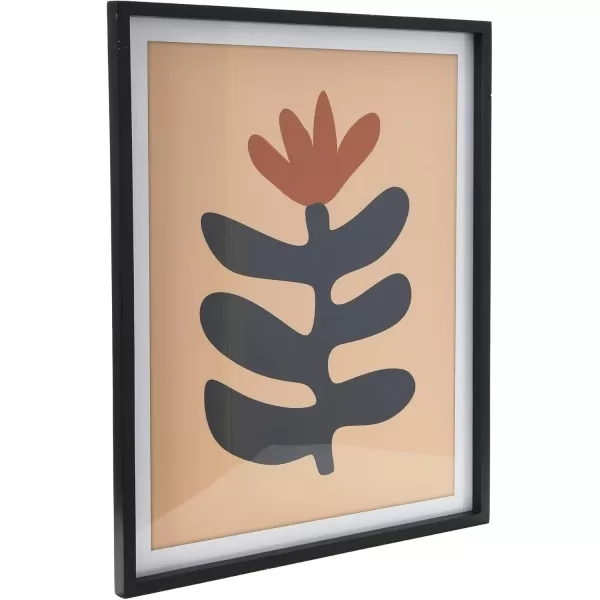 Creative CoOp Abstract Floral Print with Wood Frame and Glass Cover