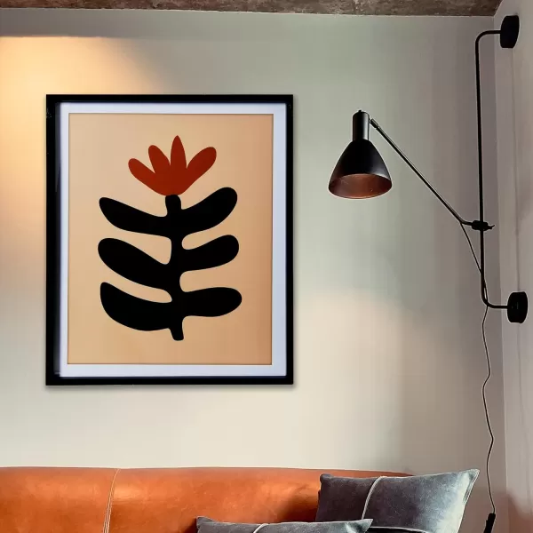 Creative CoOp Abstract Floral Print with Wood Frame and Glass Cover