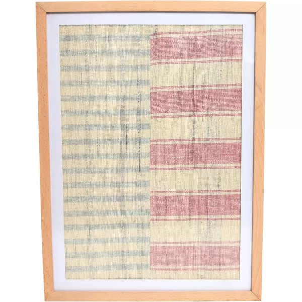 Creative CoOp Boho Handwoven Cotton Wall Art with Wood Frame and Plastic Cover MulticolorMulticolor