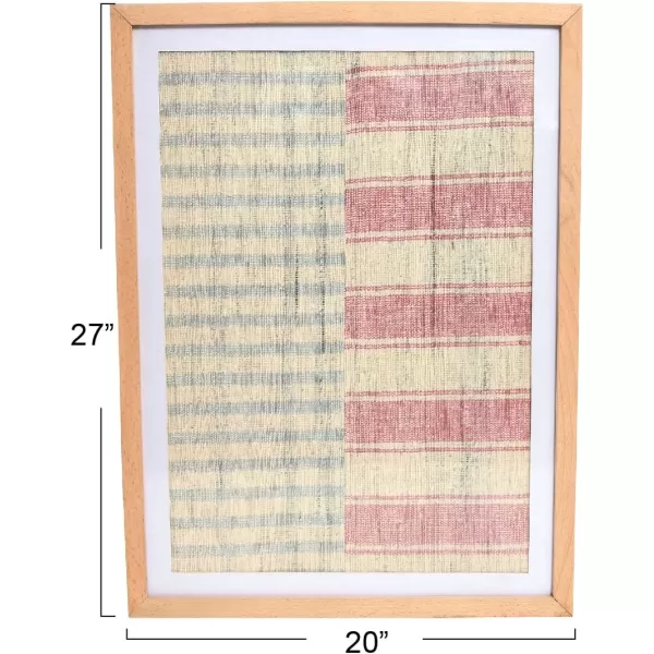 Creative CoOp Boho Handwoven Cotton Wall Art with Wood Frame and Plastic Cover MulticolorMulticolor
