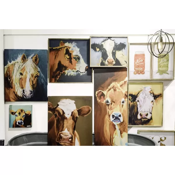 Creative CoOp Canvas Wall Dcor with Cow Image