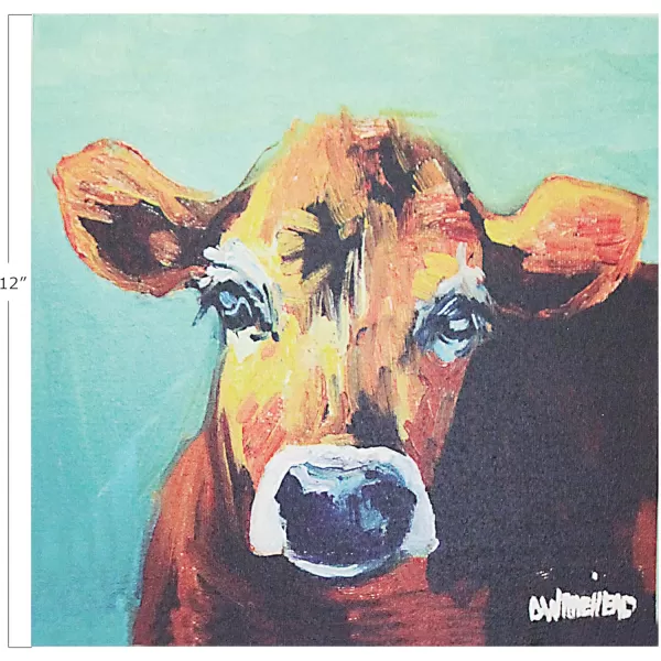 Creative CoOp Canvas Wall Dcor with Cow Image