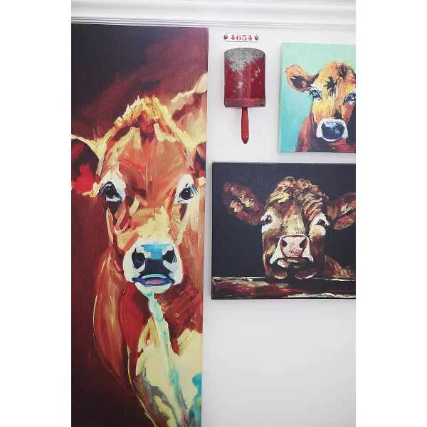 Creative CoOp Canvas Wall Dcor with Cow Image