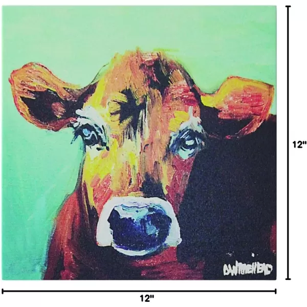 Creative CoOp Canvas Wall Dcor with Cow Image