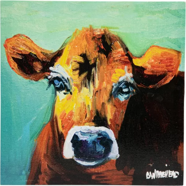 Creative CoOp Canvas Wall Dcor with Cow Image
