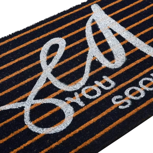 Creative CoOp Coir Entry Doormat Sea You Soon with NonSlip Liner Backing for Nautical or Coastal Home Dcor Brown ampamp White Stripe Design