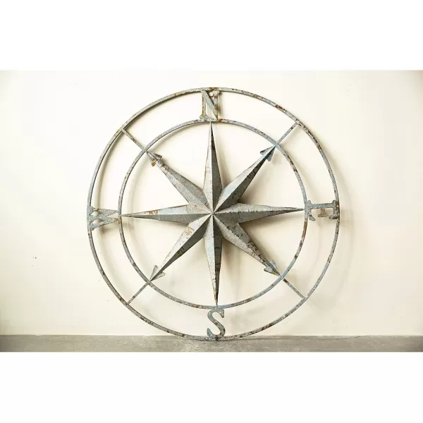 Creative CoOp Distressed Red Metal Compass Wall DcorAqua