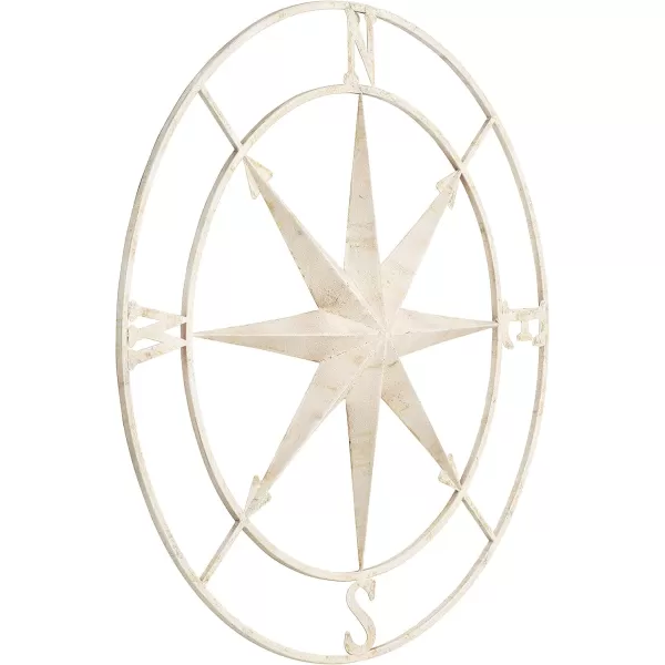 Creative CoOp Distressed Red Metal Compass Wall DcorCream