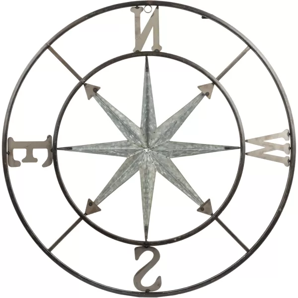 Creative CoOp Distressed Red Metal Compass Wall DcorDistressed Silver