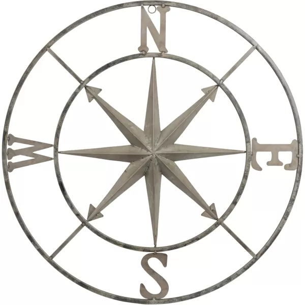 Creative CoOp Distressed Red Metal Compass Wall DcorDistressed Silver