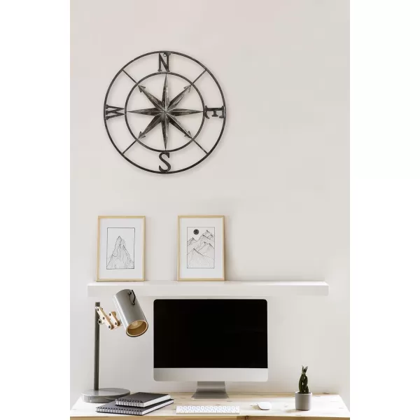 Creative CoOp Distressed Red Metal Compass Wall DcorDistressed Silver