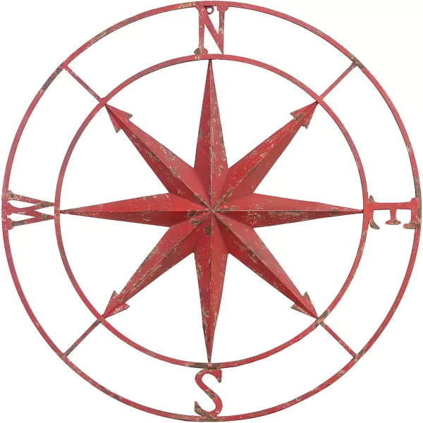 Creative CoOp Distressed Red Metal Compass Wall DcorRed