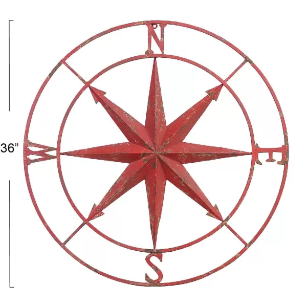 Creative CoOp Distressed Red Metal Compass Wall DcorRed