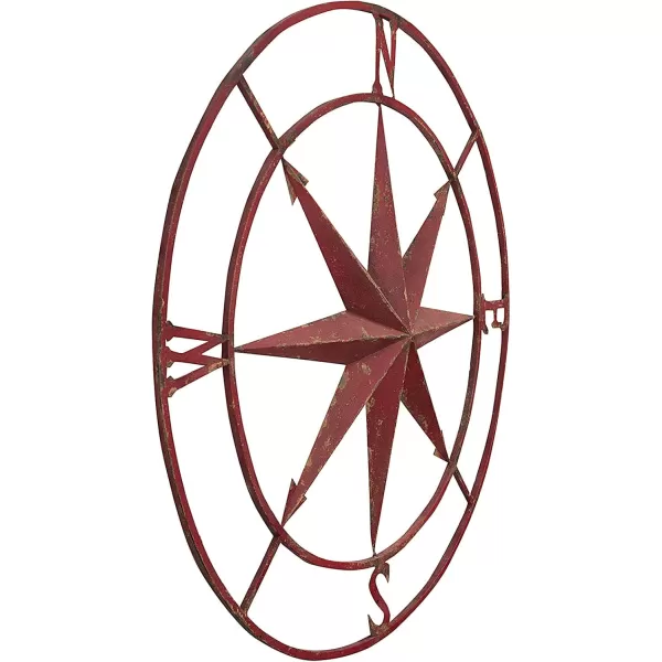 Creative CoOp Distressed Red Metal Compass Wall DcorRed