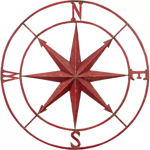 Creative CoOp Distressed Red Metal Compass Wall DcorRed