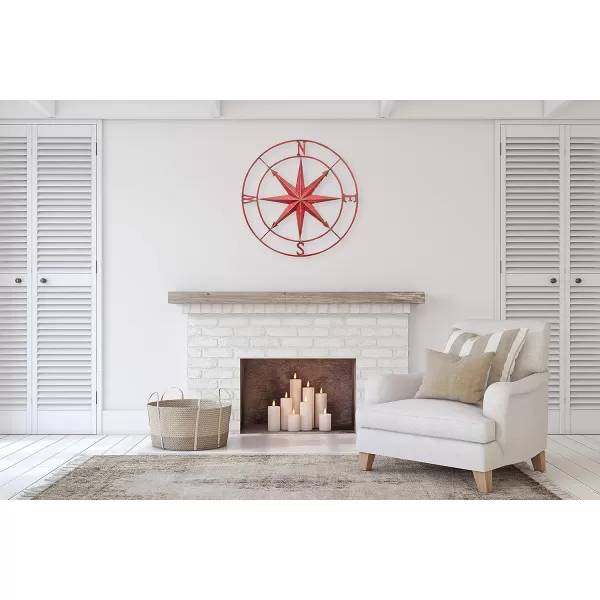 Creative CoOp Distressed Red Metal Compass Wall DcorRed