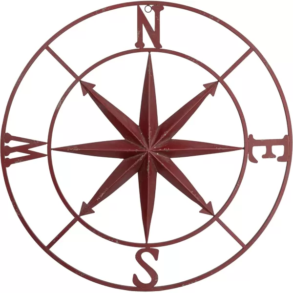 Creative CoOp Distressed Red Metal Compass Wall DcorRed