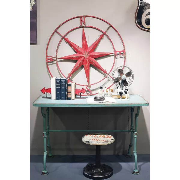 Creative CoOp Distressed Red Metal Compass Wall DcorRed