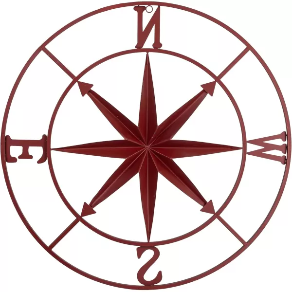 Creative CoOp Distressed Red Metal Compass Wall DcorRed