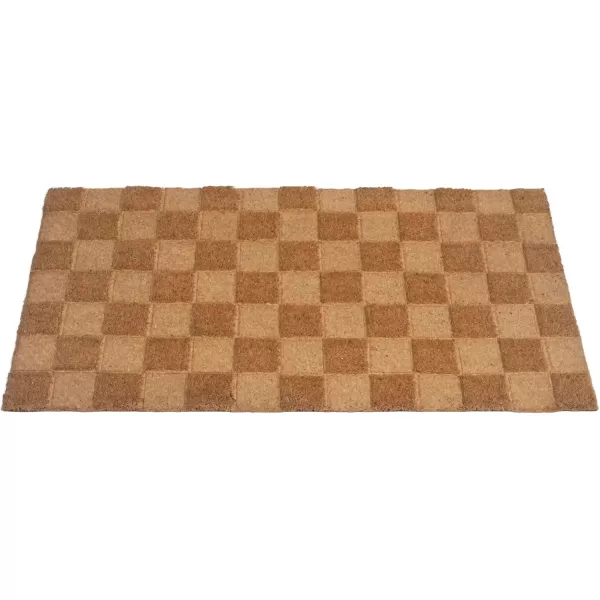 Creative CoOp Engraved Coir Checkerboard Print and PVC Back Natural Doormat 32