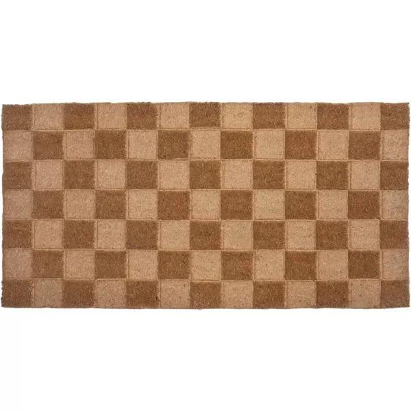 Creative CoOp Engraved Coir Checkerboard Print and PVC Back Natural Doormat 32