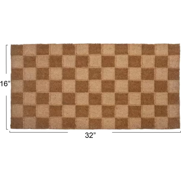 Creative CoOp Engraved Coir Checkerboard Print and PVC Back Natural Doormat 32