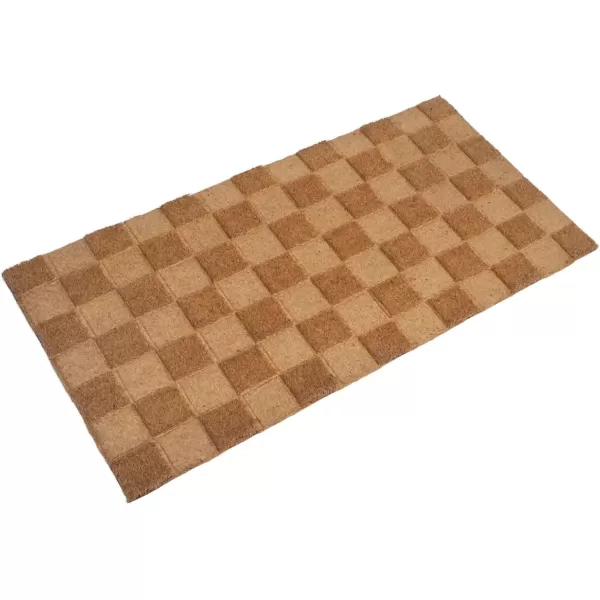 Creative CoOp Engraved Coir Checkerboard Print and PVC Back Natural Doormat 32