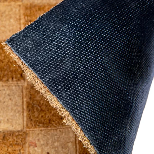Creative CoOp Engraved Coir Checkerboard Print and PVC Back Natural Doormat 32