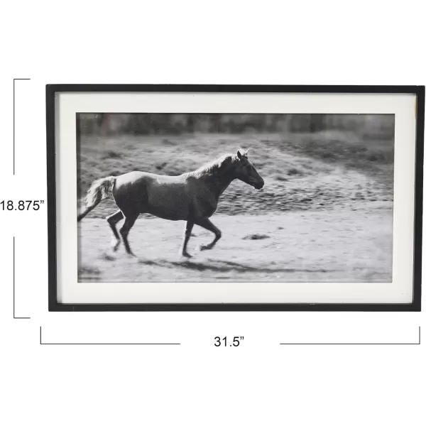 Creative CoOp Galloping Horse Print with Wood Frame