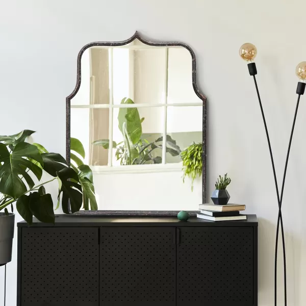 Creative CoOp Modern Farmhouse Floor Length Metal Framed Wall Mirror Distressed BlackBlack