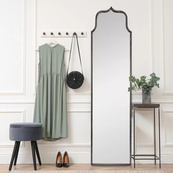 Creative CoOp Modern Farmhouse Floor Length Metal Framed Wall Mirror Distressed BlackBlack