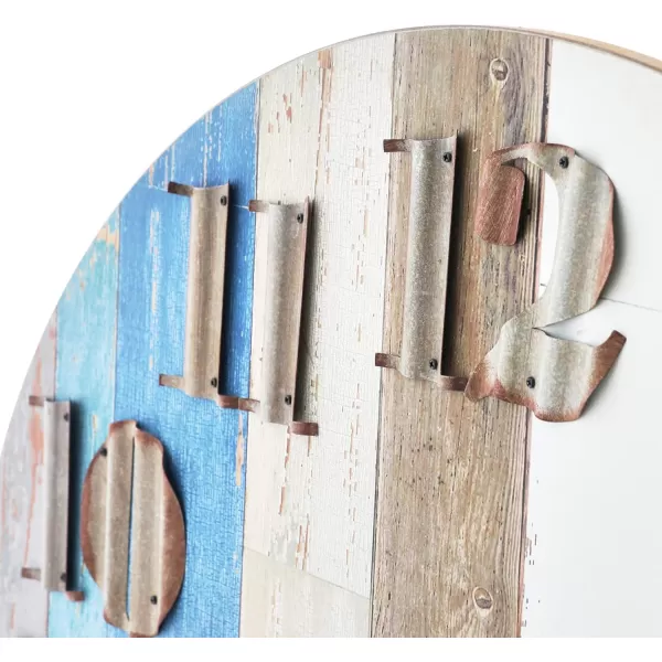 Creative CoOp Multicolor Wood Wall Clock with Corrugated Metal Numbers