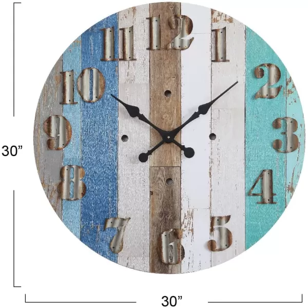 Creative CoOp Multicolor Wood Wall Clock with Corrugated Metal Numbers