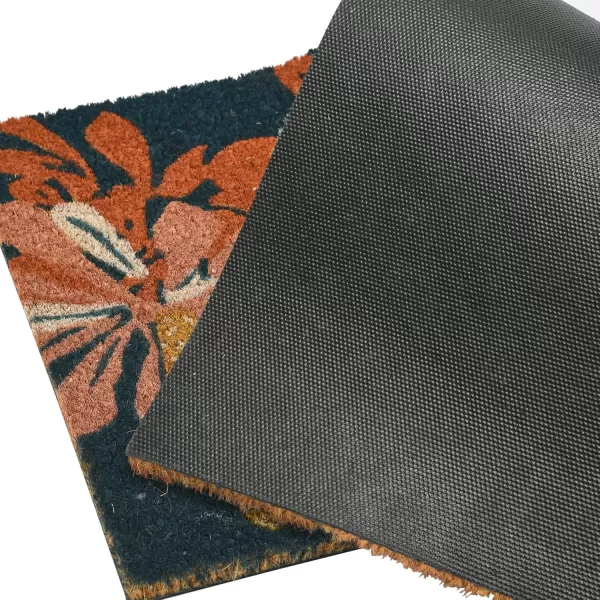 Creative CoOp Natural Coir Floral Print Multicolor Doormat
