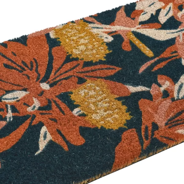Creative CoOp Natural Coir Floral Print Multicolor Doormat