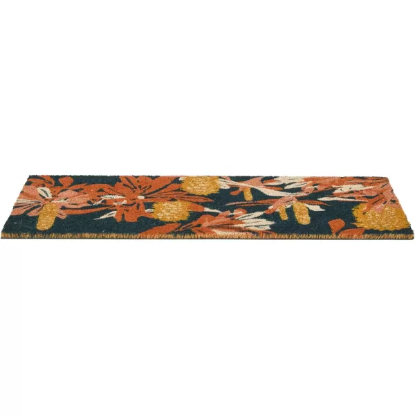 Creative CoOp Natural Coir Floral Print Multicolor Doormat