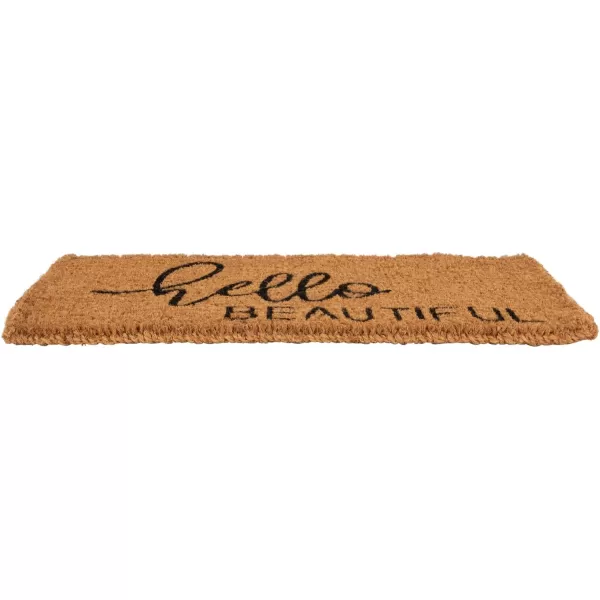 Creative CoOp Natural Coir Hello Beautiful Message Black Doormat