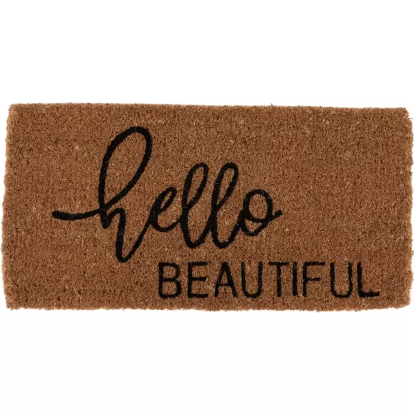 Creative CoOp Natural Coir Hello Beautiful Message Black Doormat