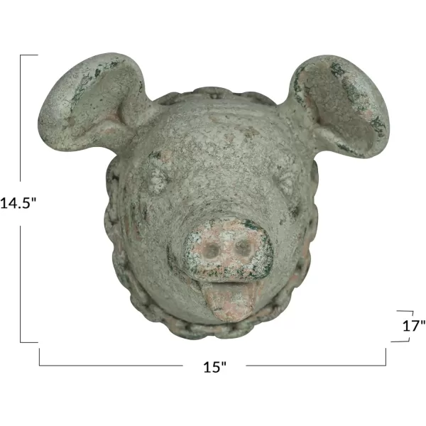Creative CoOp Rustic Magnesia Pig Head Decor Multicolor