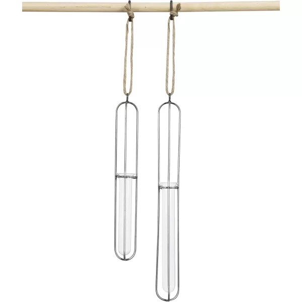 Creative CoOp Small Hanging Metal ampamp Glass Test Tube VaseLarge